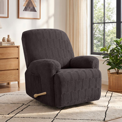 Tiba Recliner Chair Covers 4-Piece High Elasticity Jacquard Recliner Cover, Soft Couch Cover for Recliner Machine Washable Furniture Protector with Elastic Bottom