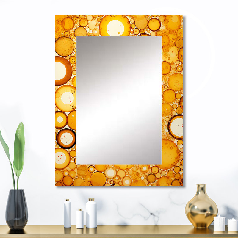 Coucher de soleil abstrait «Sunset Reverie» - abstrait grand collage, miroir mural jaune unique, impression sur métal