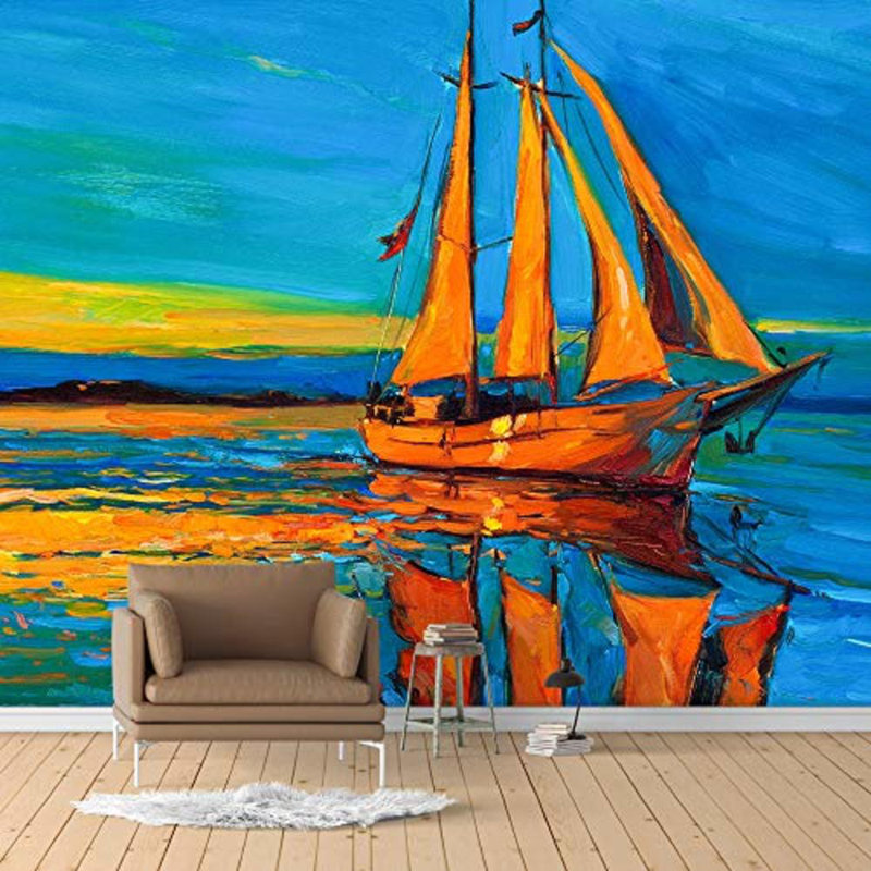 Magnifique voilier sur la mer, murale, L 100 po x l 144 po