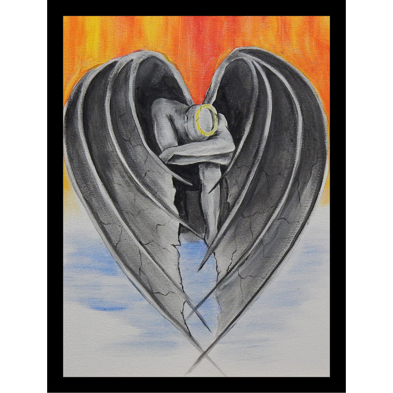 «Dark Hearted», reproduction, H 12,5 po x l 10,5 po, Papier avec cadre noir, Pas de tapis