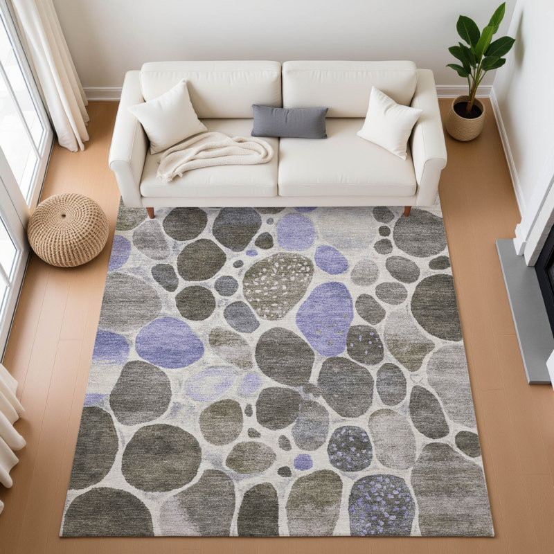 Tapis géométrique de qualité supérieure lavable à la machine, Rectangulaire 3 pi x 5 pi