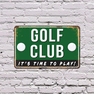 Golf Club Street 11 Inch x 17 Inch Plastic Sign