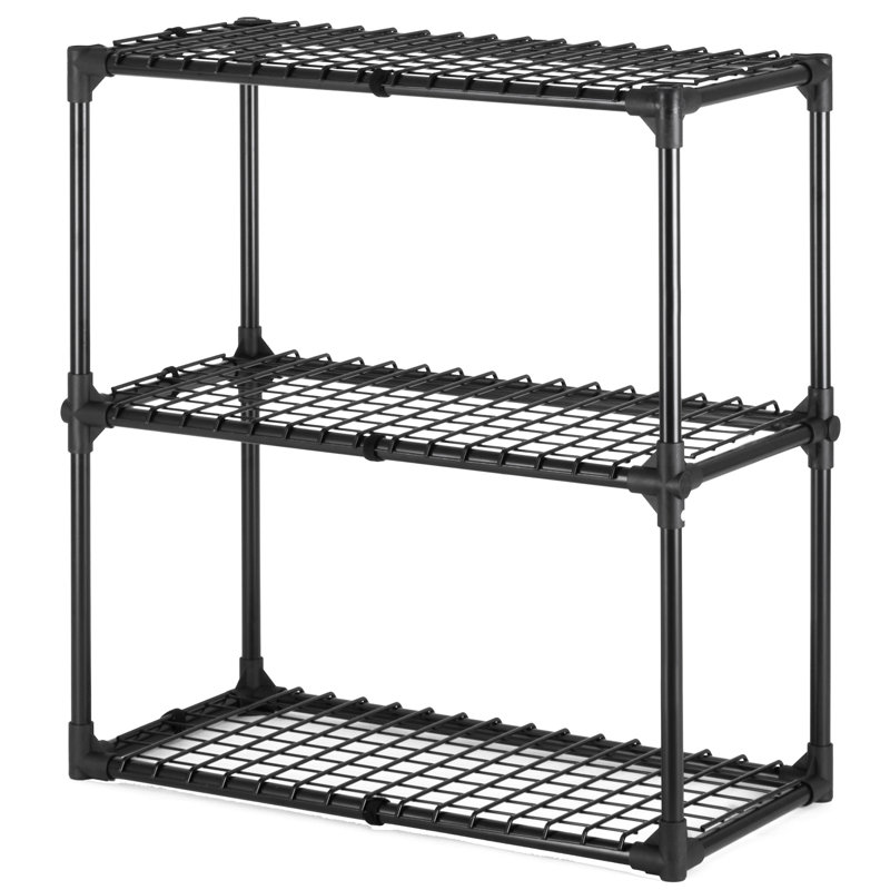 Étagère robuste à 3 tablettes. Polyvalent pour le bureau et le garage. Facile à assembler. Stable et durable. Peut supporter jusqu'à 110 lb par tablette. Support en acier noir mesurant 29,8 po x H 30,96 po. Maison idéale,