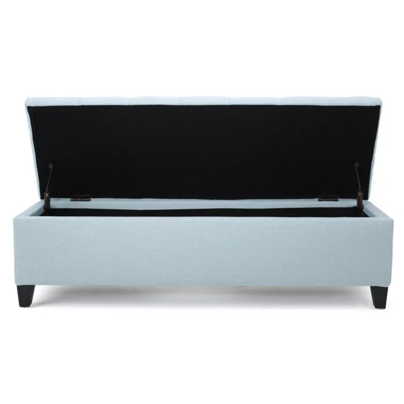 Banc de rangement en tissu Amalfi, Polyester bleu marine, 17" H x 51" W x 17.5" D