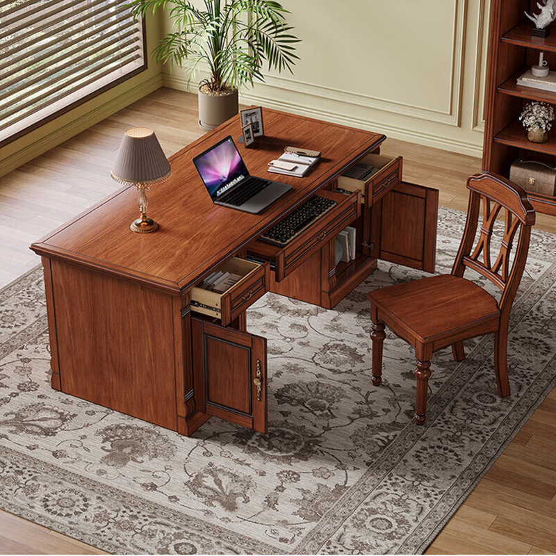 Ensemble de bureau et de chaise American, Blanc