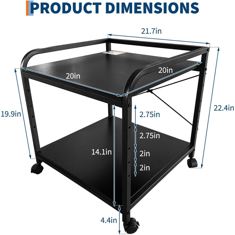 Cart, Black, H 22,4 po x l 21,7 po x P 20 po