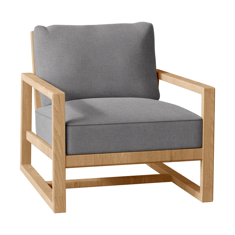 Avondale Patio Lounge Chair with Cushions, Verona Mist, Welt + Standard fill, Natural Teak
