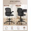 Chaise de dessinateur en filet, chaise de bureau, tabourets de bureau, chaise de dessinateur pivotante à dossier moyen, chaise de dessinateur avec repose-pieds et accoudoirs rabattables et support lombaire