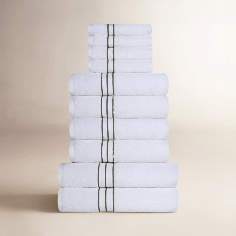 Hotel Turkish Cotton 10-Piece Towel Set, Ultra-Plush & Luxury Weight, Charcoal