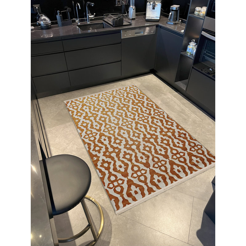 Tapis décoratif à motif orange, Rectangle 3 pi 11,24 po x 5 pi 10,87 po
