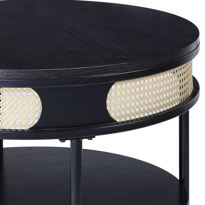 Table basse ronde avec tablette inférieure