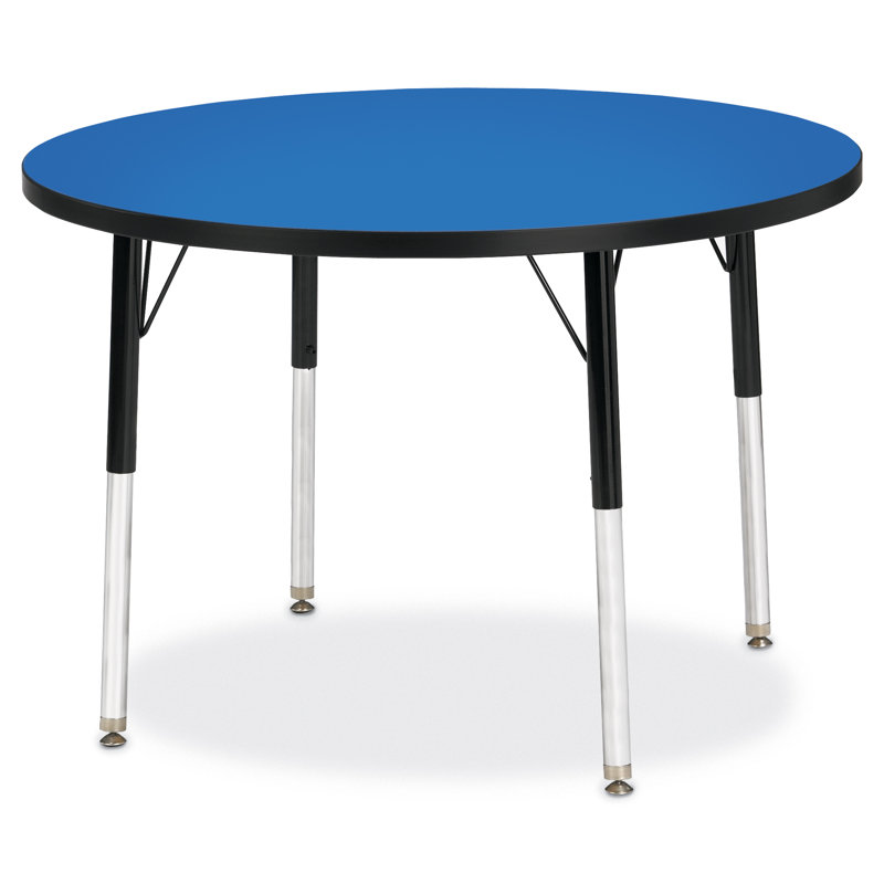 Round Wooden Table with Adjustable Chrome Legs