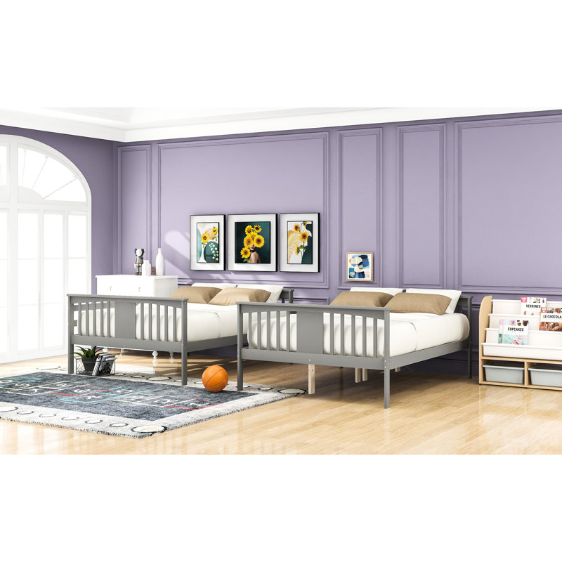 Lit double superposé gris, mobilier de chambre à coucher, sommier robuste et sans sommier, esthétique fonctionnelle du garde-corps, matériaux, sommier à ressorts,