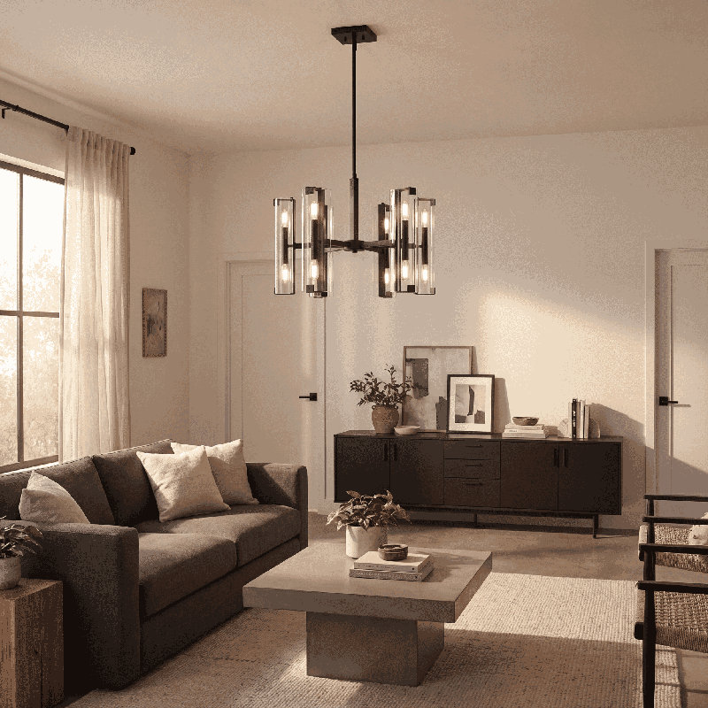 Winfield 10-Light Chandelier, Matte Black