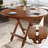 31.5" Round Modern Folding Dining Table With Base Brown Circle, For Small Places, No Assembly Required, Walnuts