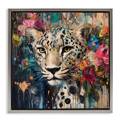 Cheetah & Exotic Blooms Floating Frame, design by Marta Wiley