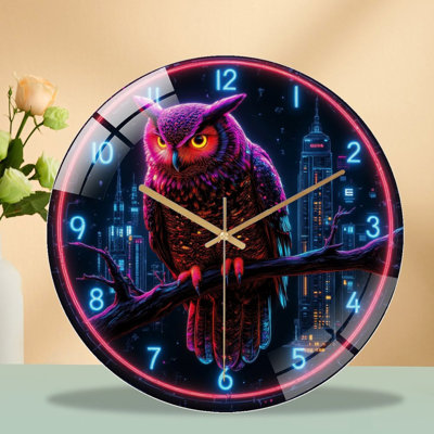 Horloge murale Neon Owl Home