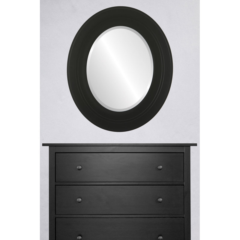 Miroir décoratif ovale encadré Rubalcava, H 38 po x l 28 po, Noir mat
