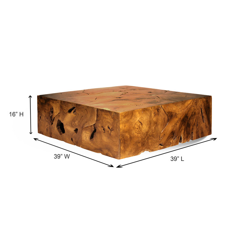 Slice Solid Wood Coffee Table, 16" H x 39" L x 39" W