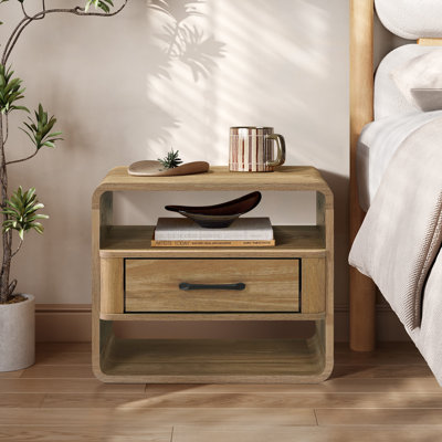 Oak Manufactured Wood 1-Drawer 2-Shelf 15.7" H End Table and Nightstand by George Oliver