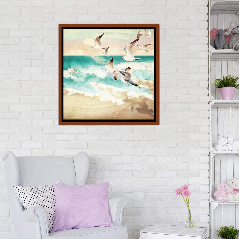 «Summer Flight» par Spaceécur Designs - reproduction d'art, H 37 po x l 37 po x P 1,5 po, Toile avec cadre brun, Pas de tapis