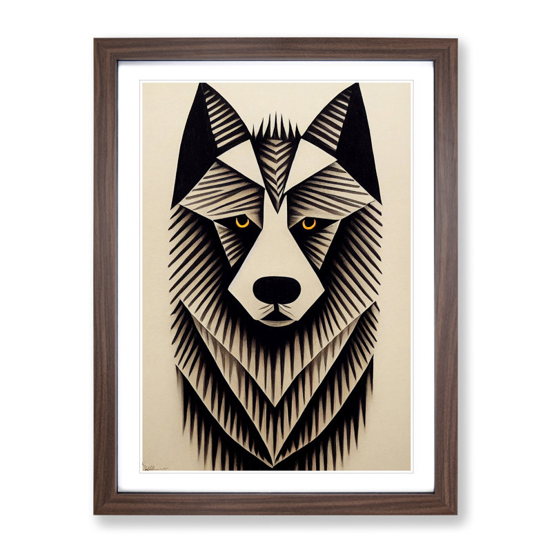 XV1022-5244X Wolf Art No.1 - Single Picture Frame Print, 34cm H x 25cm W, Walnut Framed