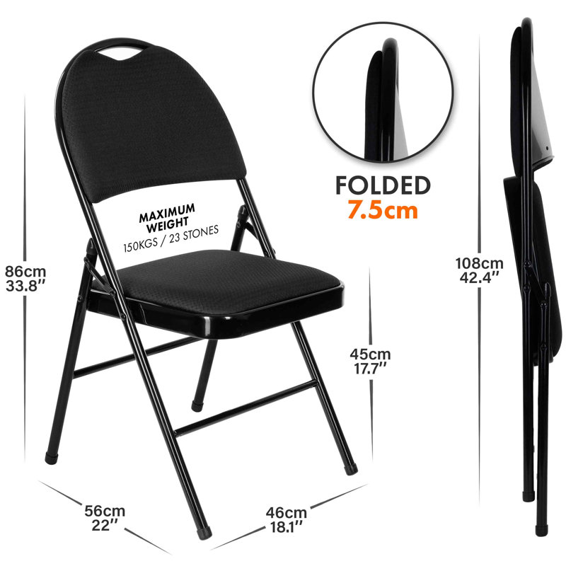 Fabric Banquet Folding Chair Folding Chair, Black