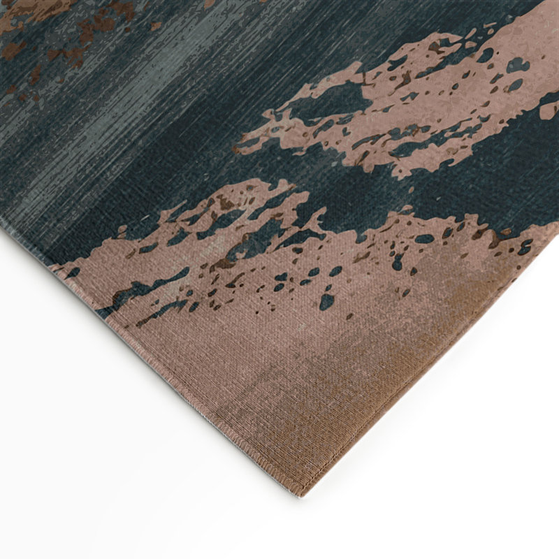 Tapis intérieur et extérieur brun Watercolor, Rectangle 9 pi x 12 pi