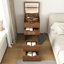 Meuble-lavabo 3 en 1 avec miroir éclairé et tabouret, coiffeuse à plateau rabattable, rangement compact pour la chambre à coucher, la salle de bain et le vestiaire-134080450