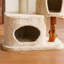 Structure d'escalade moderne et simple pour chat blanc cassé