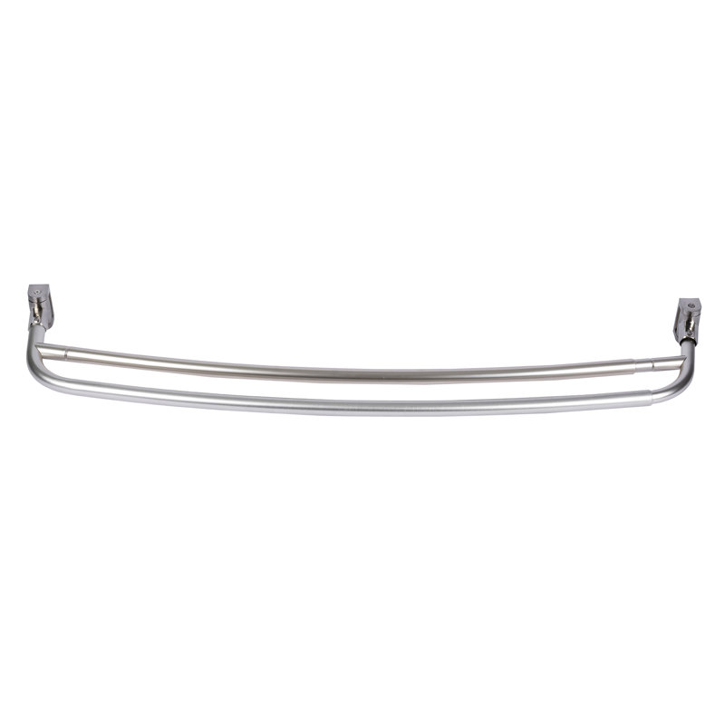 Adjustable Brushed Nickel Double Curved Wall Mounted Shower Rod