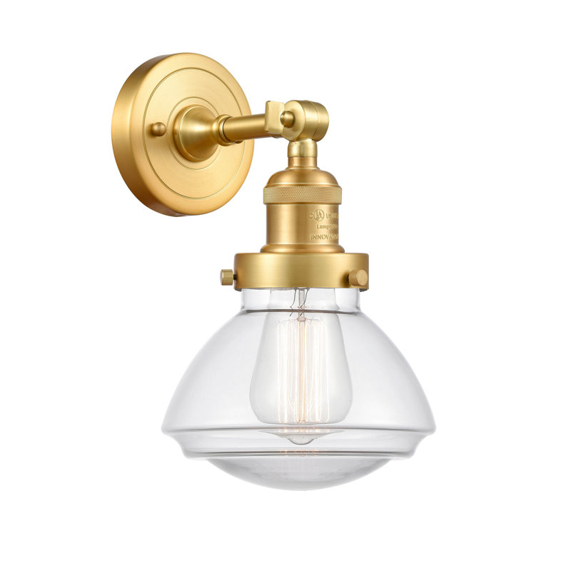 Chesterville Armed Sconce, 60 Watt Vintage Incandescent Bulb, Clear, Satin Gold