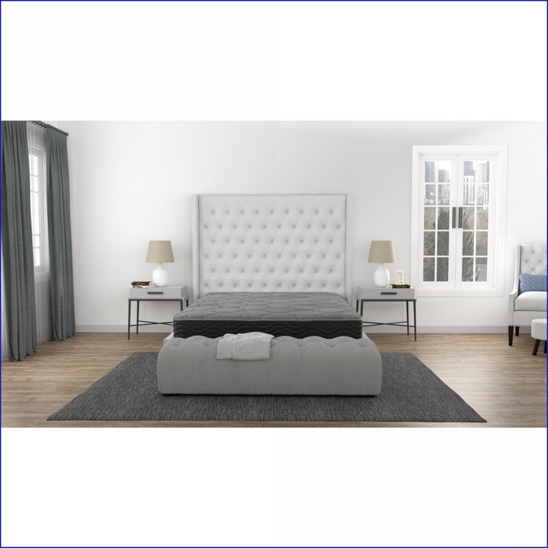 Mattresses, 8'' Full Hybrid Pocket Coil Mattress with Certi-PUR US Certified Layers | Foam+Spring | Black+ Gray