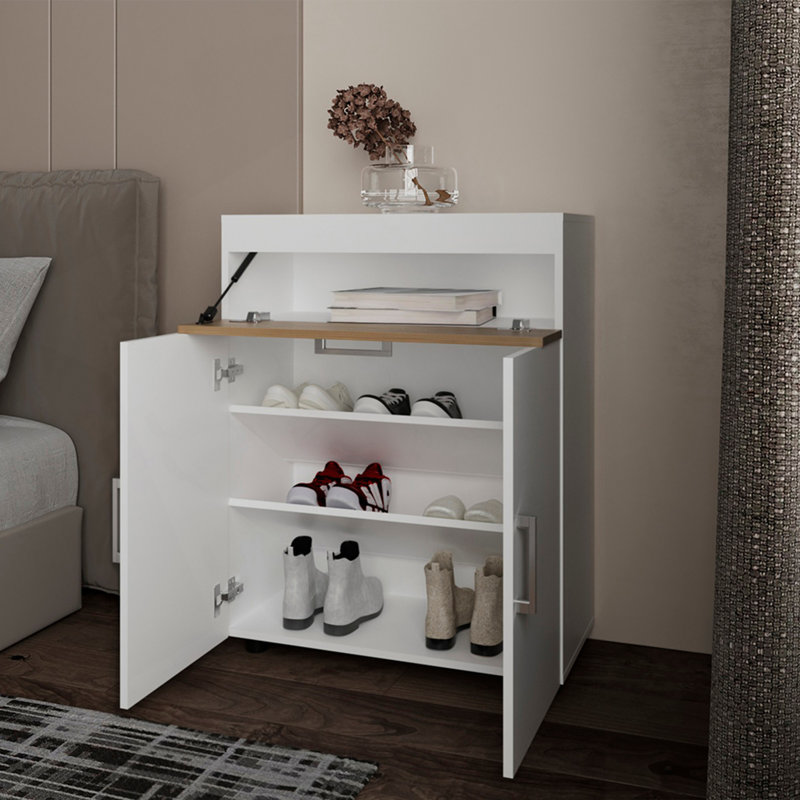 Range-chaussures, salon, blanc / macadamia