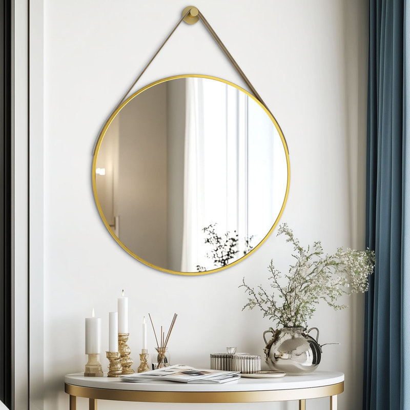 Wal Mirror Aluminium Round Mirror, Gold, 70cm x 70cm