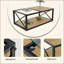 Table basse industrielle de rangement moderne avec plateau en demi-verre trempé et panneau de fibres à densité moyenne, table d'appoint en métal en forme de X pouvant supporter 220 lb pour la chambre d'étude du salon