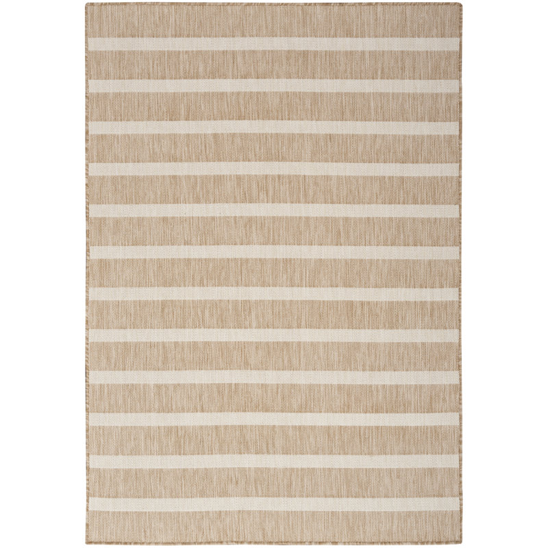 Shaila Striped Indoor / Outdoor Rug, Rectangle 9' x 12', Beige/Ivory