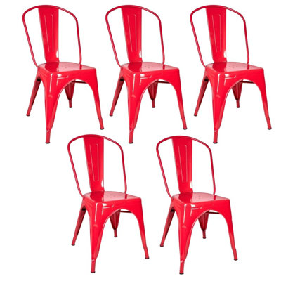 High Gloss Tolix Style Metal Chair, 5 Chair Bundle by Chivari