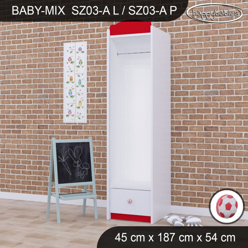 Baby Mix Ball 1 Door Wardrobe, Red
