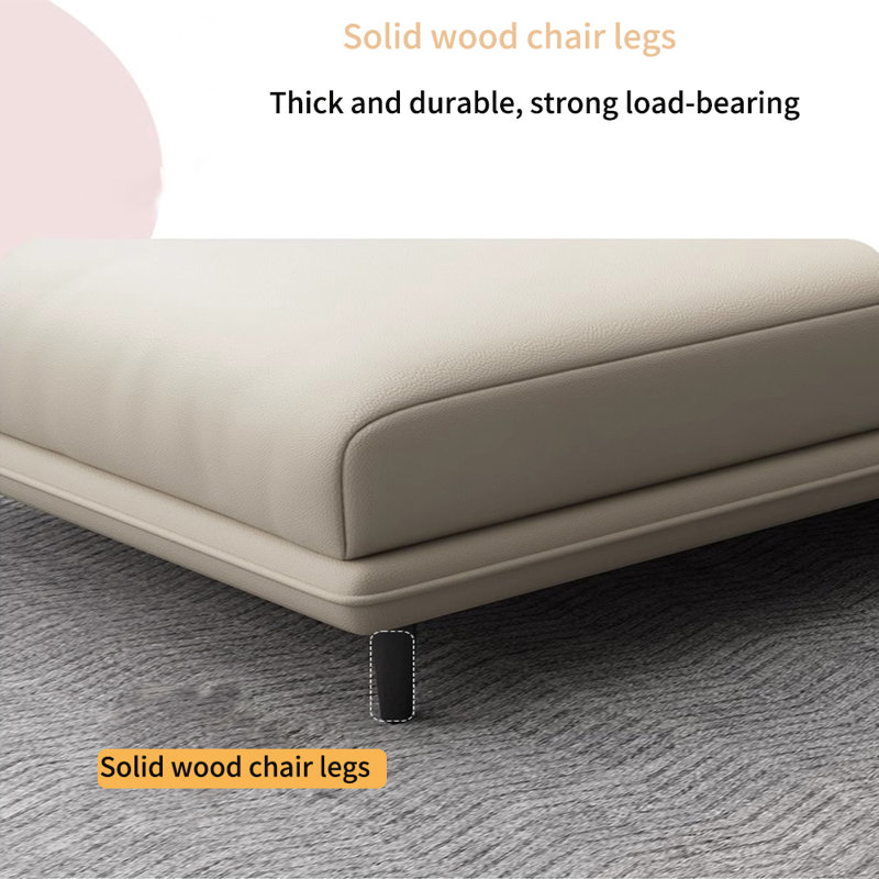 Fauteuil inclinable en cuir avec pieds en acier inoxydable, Accoudoir à gauche (vu de face), Beige