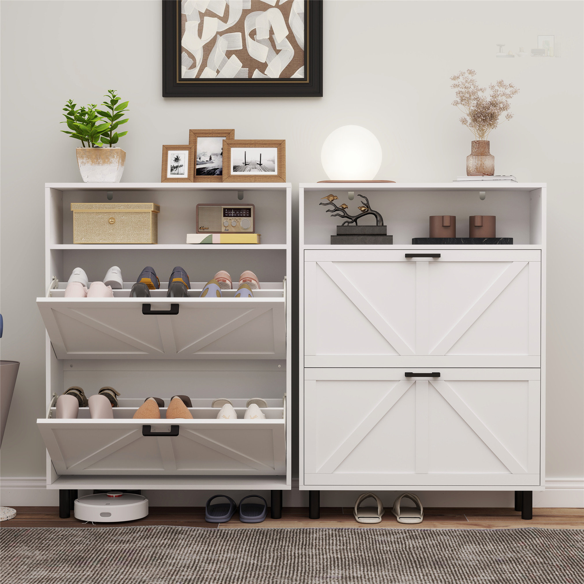 Latitude Run® Elegant 46 Inch High Shoe Rack with Open Shelf, Internal ...