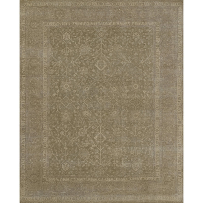 Wool Oriental Area Rug in Dark Brown, Rectangle 8' x 10'