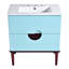 Armoire de meuble-lavabo en céramique 30 po - Rangement moderne en bois massif et bleu avec évier, structure 2 chariots