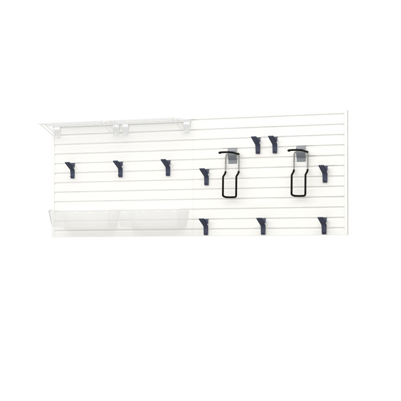Ensemble de rangement à panneau à lattes, tablette, bac et porte-vélos Flow Wall - Slatwall, White