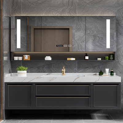 Meuble de salle de bain lumineux de style moderne et luxueux