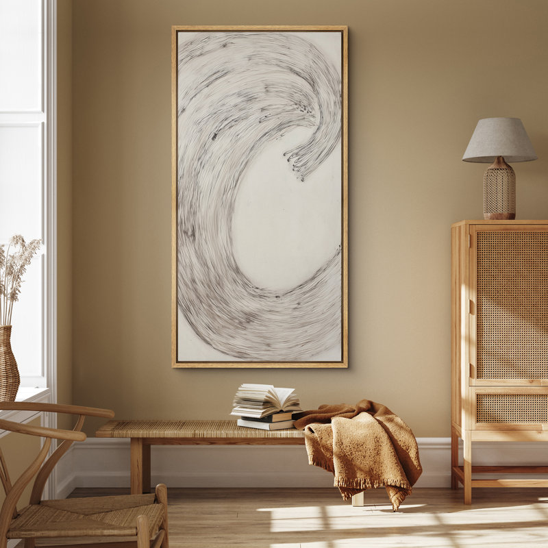 Reproduction de mouvement circulaire moderne abstrait abstrait gris anthracite, Naturel, H 60 po x l 30 po x P 1,5 po