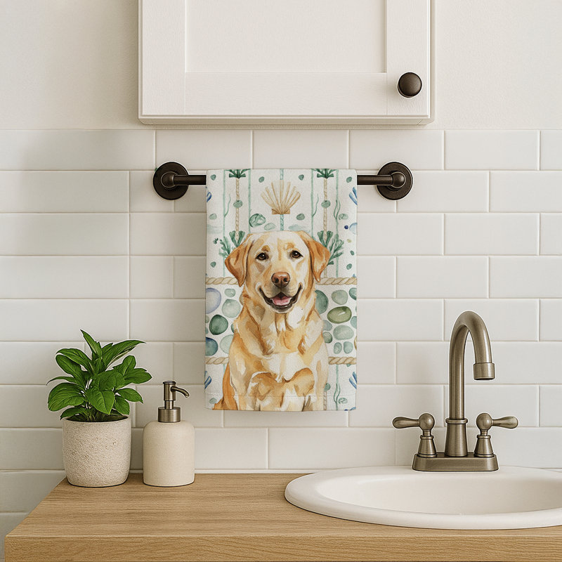 Serviette de cuisine en verre de mer jaune Labrador Retriever, Labrador Retriever blond