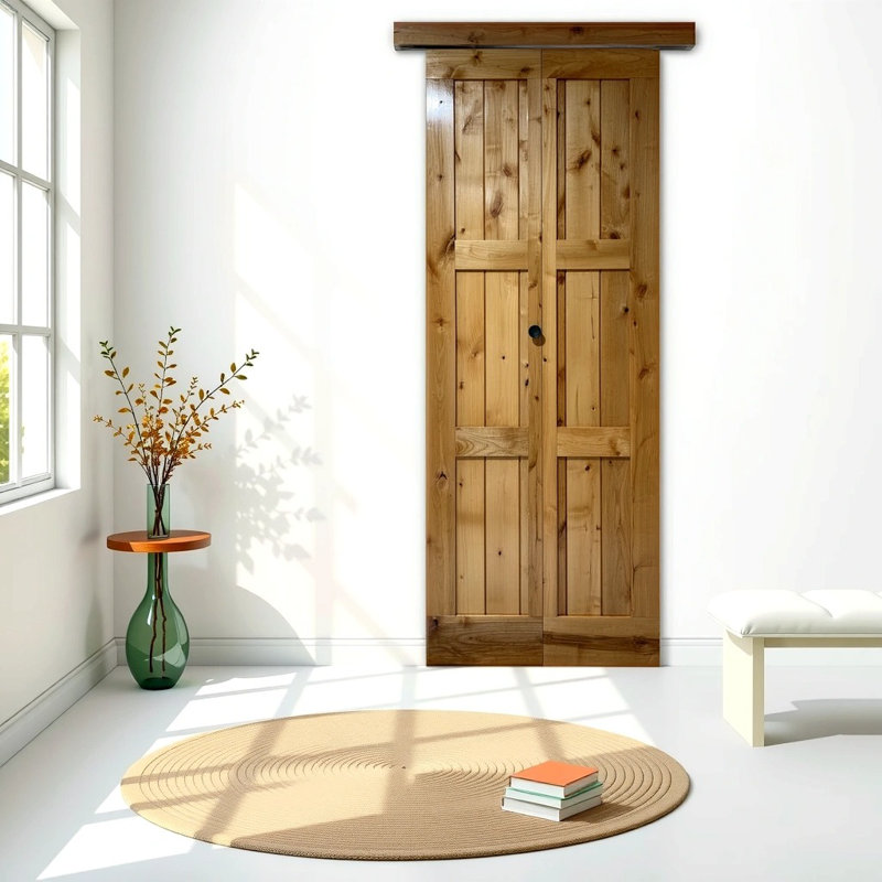 Porte pliante en bois d'aulne 30 po x 84 po avec quincaillerie coulissante en bois
