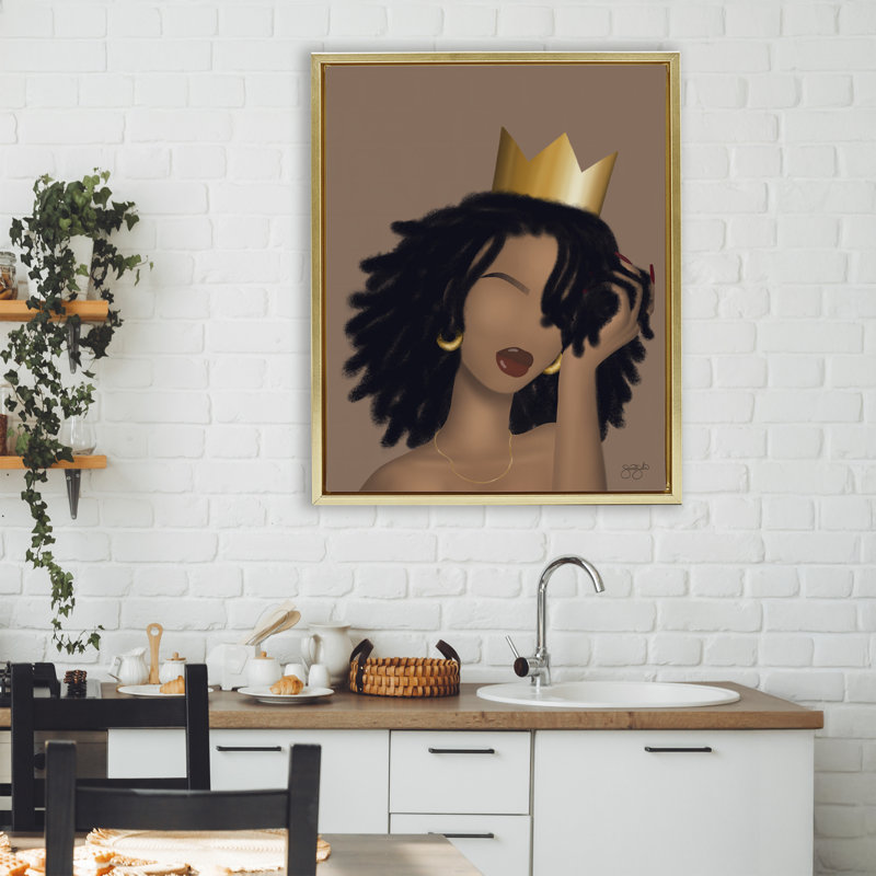 Cadre flottant Reina avec couronne, design par Sierra Siler, H 31 po x l 25 po, Cadre flottant métallique doré
