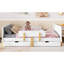 Lit plateforme en bois compact avec rangement, design blanc moderne pour la maison